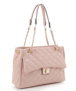 Fashion Quilted Embossed Gold Chain Shoulder Bag XB20129 BLUSH